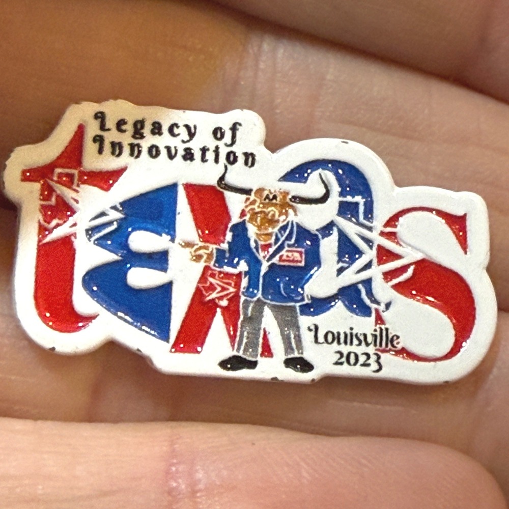 Texas Legacy of Innovation Louisville 2023 Longhorn Enamel Lapel Pin Red Blue
